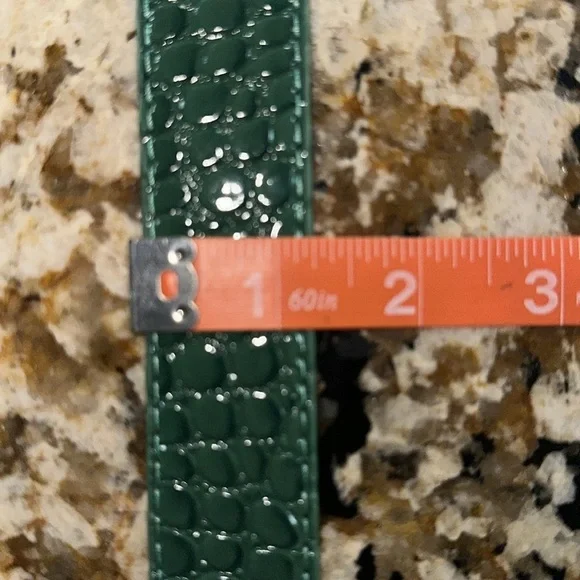 Green Croc-Embossed Belt with Gold Buckle - Picture 7 of 7